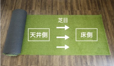 人工芝ロールを広げる