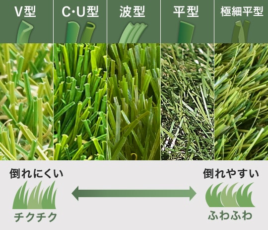 芝の倒れにくさと肌触りを比較