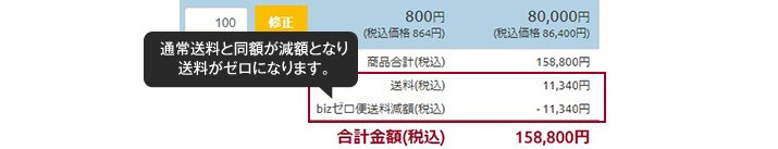通常送料と同額が減額となり送料がゼロになります。