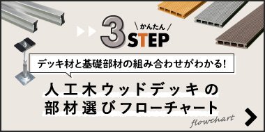 3STEP 人口木ウッドデッキの部材選びフローチャート