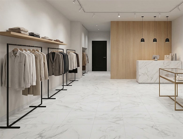 ノーブルホワイトマーブル 商業施設（店舗・ホテル・オフィスなど）の施工イメージ