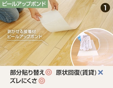 ピールアップボンドで施工する置敷きフロアタイル