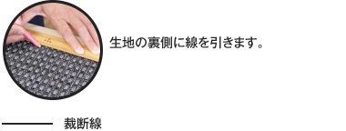 生地の裏側に線を引きます。