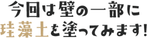 今回は壁の一部に珪藻土を塗ってみます！