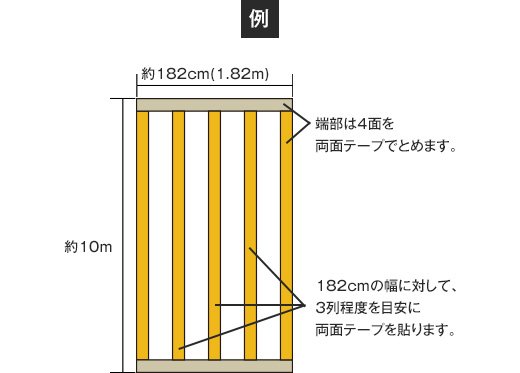 パンチカーペットの両面テープの貼り方 数量の目安