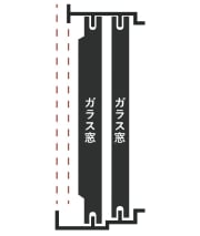 上下の網戸レールの出幅の差を測る
