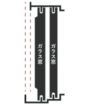 上下の網戸レールの出幅の差を測る