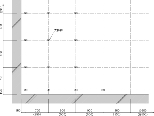 鋼製根太4060(L2700)を使用した場合の墨出し要領