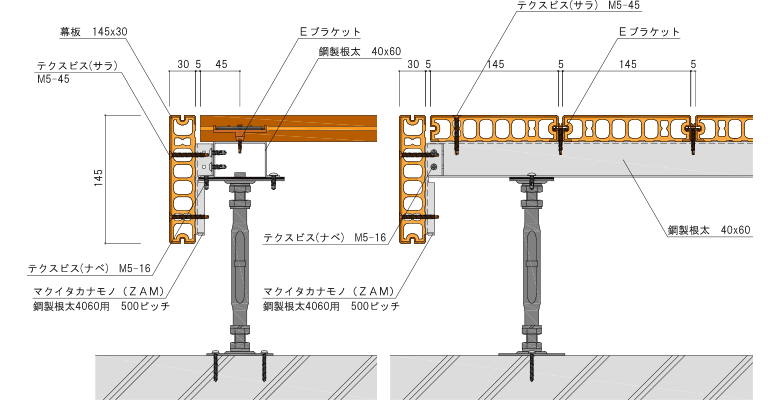 鋼製根太40*60の場合