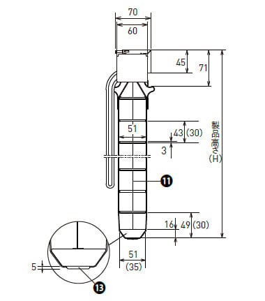 ループコードタイプ(標準/自動降下)側面図