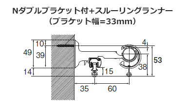 Nダブルブラケット付+スルーリングランナー