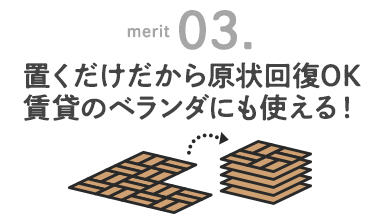 置くだけだから原状回復OK、賃貸のベランダにも使える