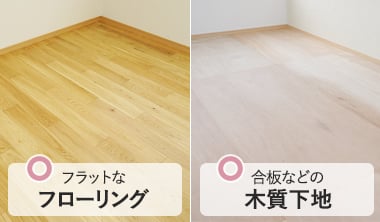フラットなフローリングや合板などの木質下地