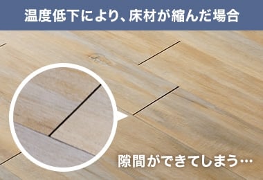 温度低下により床材が縮んだ場合