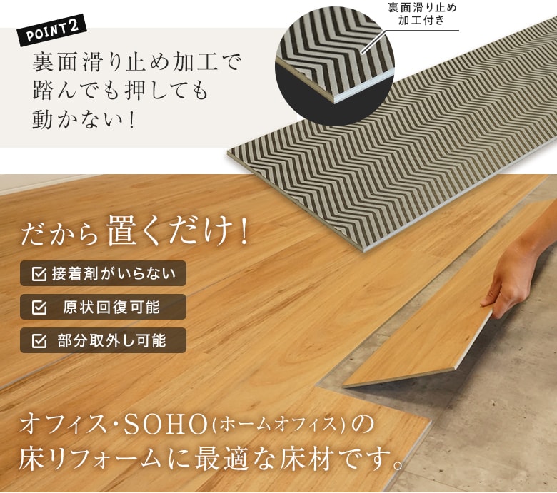 オフィス・SOHO(ホームオフィス)の床リフォームに最適な床材です。