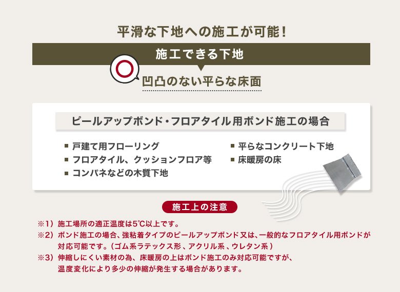 平滑な下地への施工が可能!施工できる下地