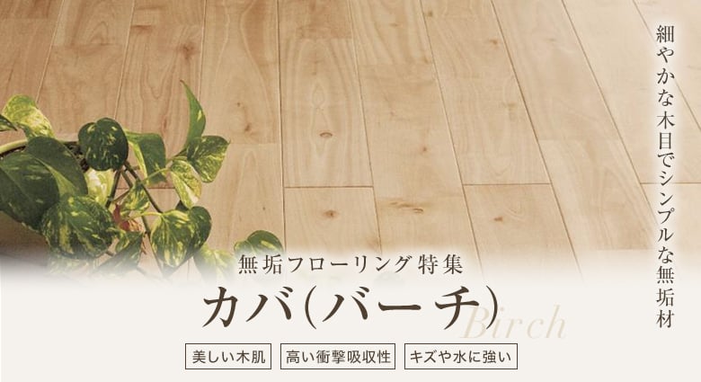 カバ・カバ桜（バーチ）の床材、無垢フローリング特集