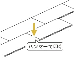 短辺をハンマーで叩く