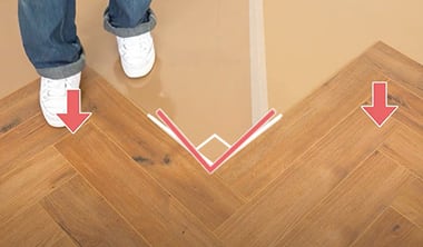 両側の山の部分を蹴る