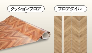 ヘリンボーン柄を印刷した床材