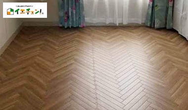 ヘリンボーン柄クッションフロアで賃貸の床をDIY！