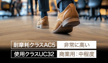 商業施設でも活躍！耐摩耗クラスAC5＆使用クラスUC32