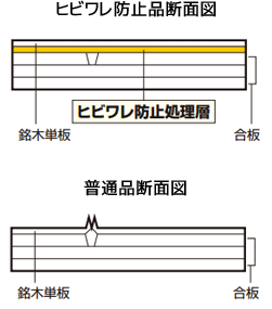 ヒビワレ防止品/普通品断面図