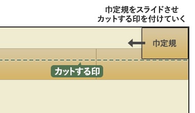 巾定規をカットする床材の上に置く
