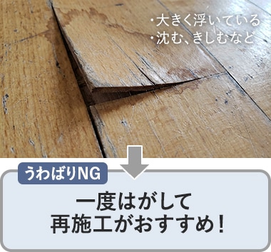 上貼りNG一度はがして再施工がおすすめ！