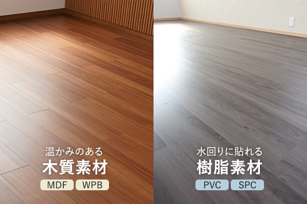 木質素材と樹脂素材