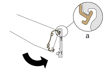 取付ブラケットのツメにフレームを引っかける