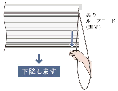 奥のループコードを持って引き下げる