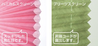 ハニカムスクリーン プリーツスクリーン