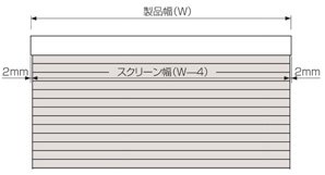 スクリーン幅は製品幅より4mm程度小さくなります