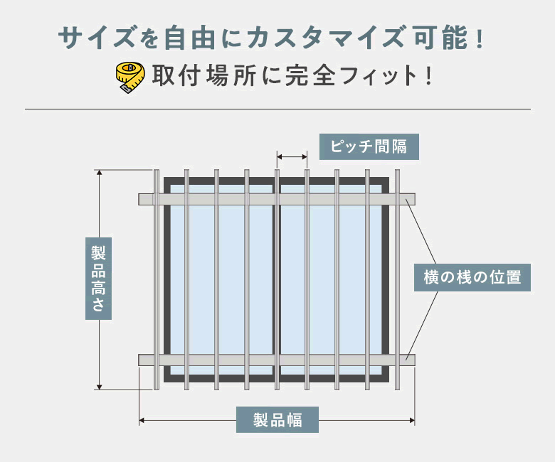 サイズを自由にカスタマイズ可能！取付場所に完全フィット！