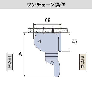 チェーン操作(天井付け)の納まり寸法目安