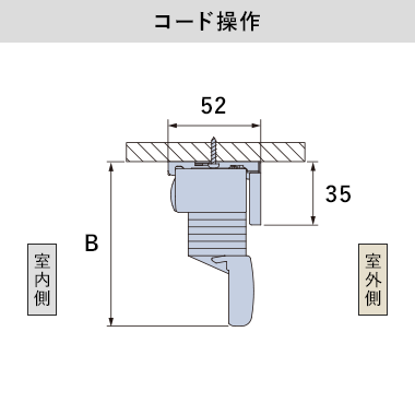 コード操作(天井付け)の納まり寸法目安