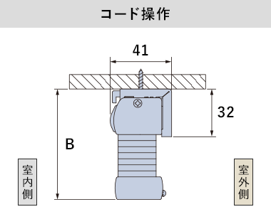 コード操作(天井付け)の納まり寸法目安
