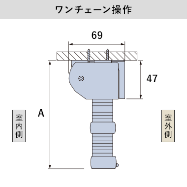 チェーン操作（天井付け）の納まり寸法目安