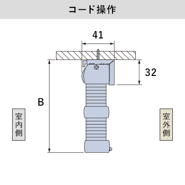 コード操作（天井付け）の納まり寸法目安
