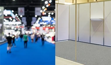 展示会ブースの設営にパンチカーペット