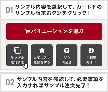 サンプル内容を選択し、請求ボタンをクリック