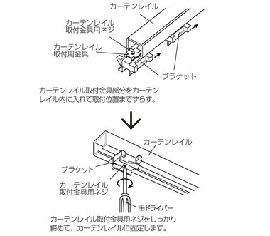 カーテンレールに取り付ける場合