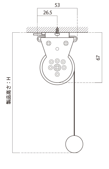 天井付け側面図