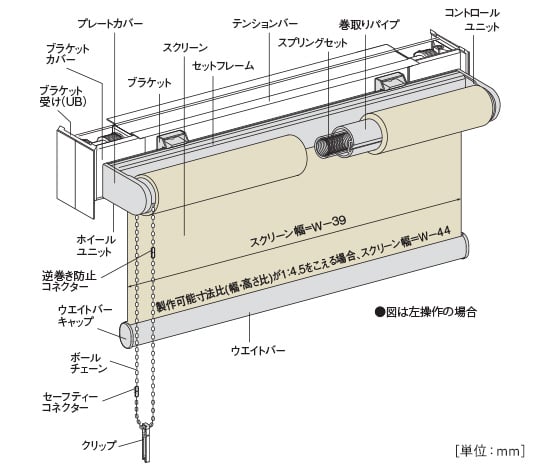 チェーン式(テンションバー付け)の構造と部品