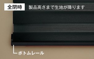 全閉時 製品高さまで生地が降ります