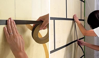 目地テープを貼る