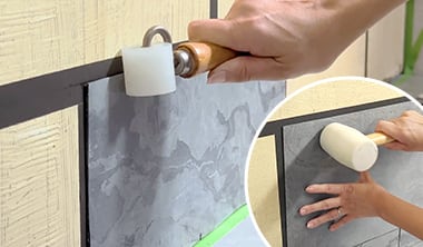 ローラーで圧着