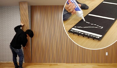 両面テープと接着剤で施工可能