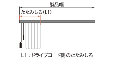 コード操作(片開き)のたたみしろ寸法